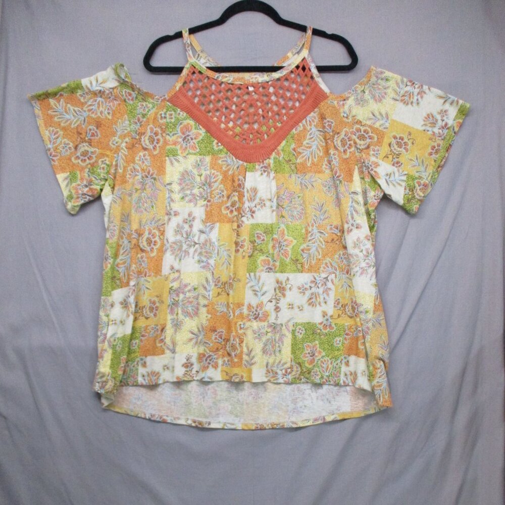 Cato Boho Cold Shoulder Patch Work Multi-Color Bl… - image 2